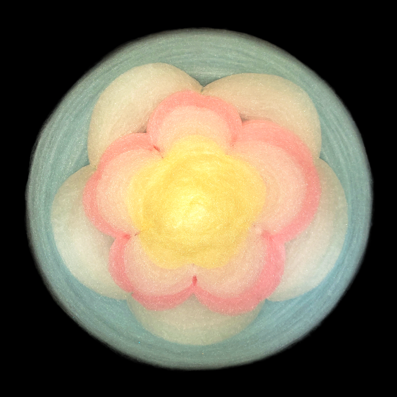 Flower blossom shaped cotton candy
